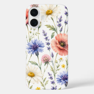 Waterverf Wilde Bloemenweide Bloemig iPhone 16 Hoesje