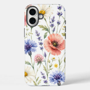 Waterverf Wilde Bloemenweide Bloemig iPhone 16 Plus Hoesje
