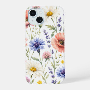 Waterverf Wilde Bloemenweide Bloemstuk iPhone 15 Hoesje