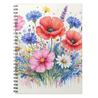 Waterverf Wilde Bloemenweide Boeket Bloemschilderk Notitieboek