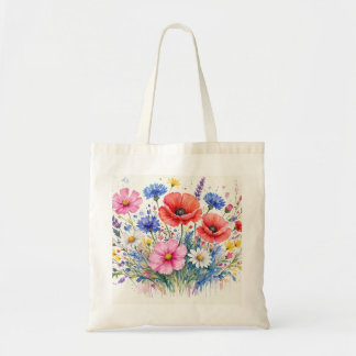 Waterverf Wilde Bloemenweide Boeket Bloemschilderk Tote Bag