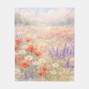 Waterverf Wilde Bloemenweide Scène Fleece Deken