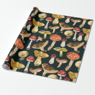 Waterverf Wilde Bos Paddenstoelen Oogst Cadeaupapier
