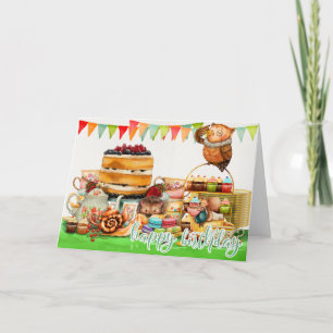 Waterverf Wilde Dieren Happy Birthday Kaart