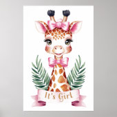 Waterverf wilde dierlijke giraffe Het is meisje # Poster (Voorkant)