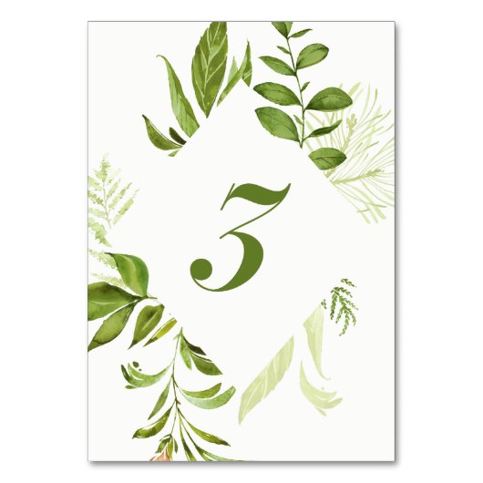 Waterverf Wilde Groene Volage Tabel Nummer 3 Kaart (Voorkant)