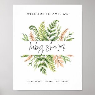 Waterverf Wilde Loverblad Baby Shower Welkom Poster