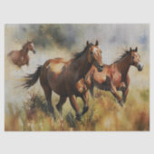 Waterverf Wilde Paarden Galloping Decoupage Tissuepapier (Voorkant)