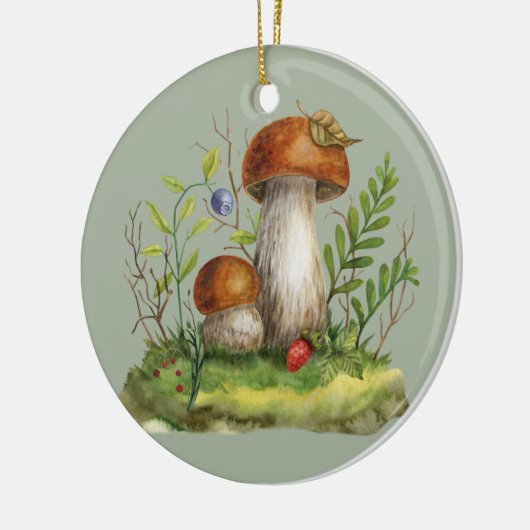 Waterverf wilde paddenstoelen en bessen keramisch ornament (Links)