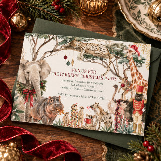 Waterverf Wilde Safari Kerstfeest Kaart