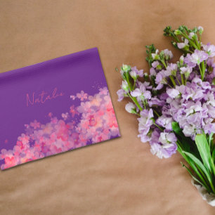 Waterverf wildfloral paarse naam theedoek
