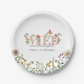 Waterverf Wildflower 1e Verjaardag Custom Papieren Bordje