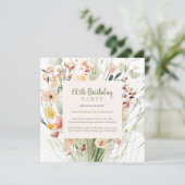 Waterverf Wildflower 60e verjaardagsfeestje Kaart (Staand voorkant)