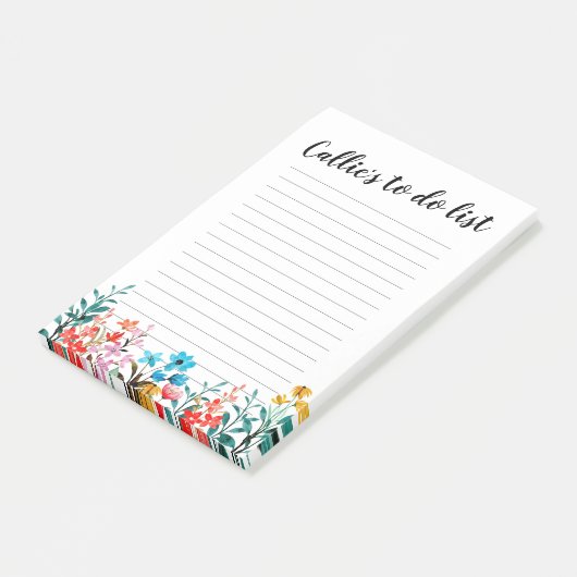 Waterverf Wildflower Aangepaste Magnetisch Notitie Post-it® Notes (Schuin)