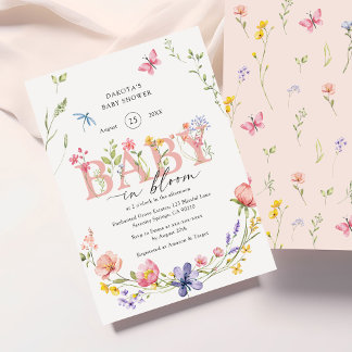 Waterverf Wildflower Baby in Bloom Baby shower Kaart