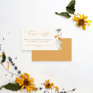 Waterverf Wildflower Baby shower Luier Raffle Informatiekaartje