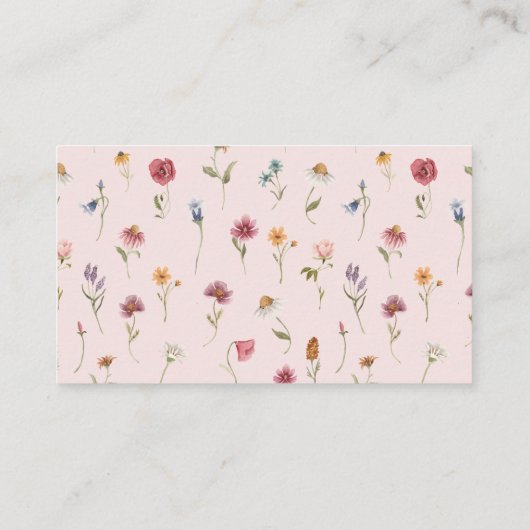 Waterverf Wildflower Baby shower QR Registry Informatiekaartje (Achterkant)