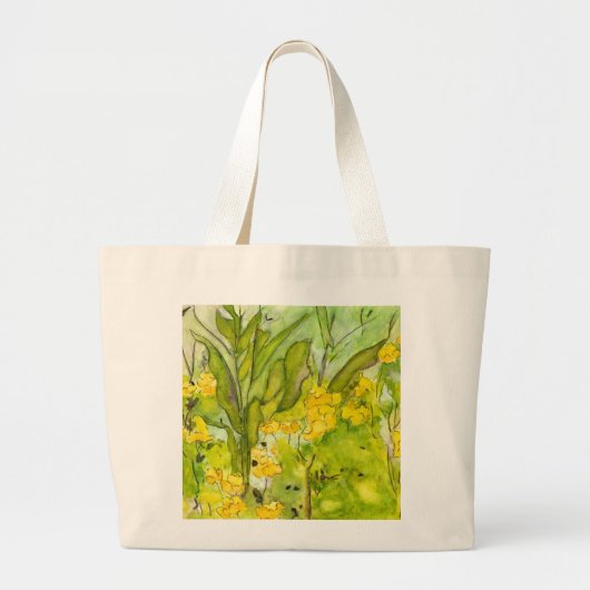 Waterverf Wildflower Bag van Pat Dickson Foto Grote Tote Bag (Voorkant)