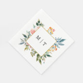 Waterverf Wildflower Bloemen Huwelijk Monogram Servet (Hoek)