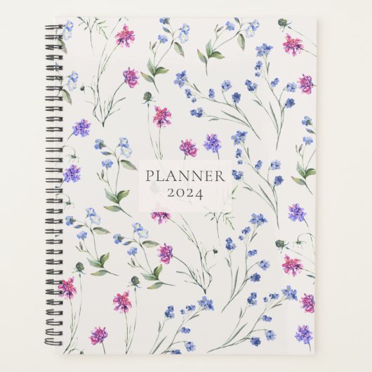 Waterverf Wildflower Bloemen Patroon Planner (Voorkant)
