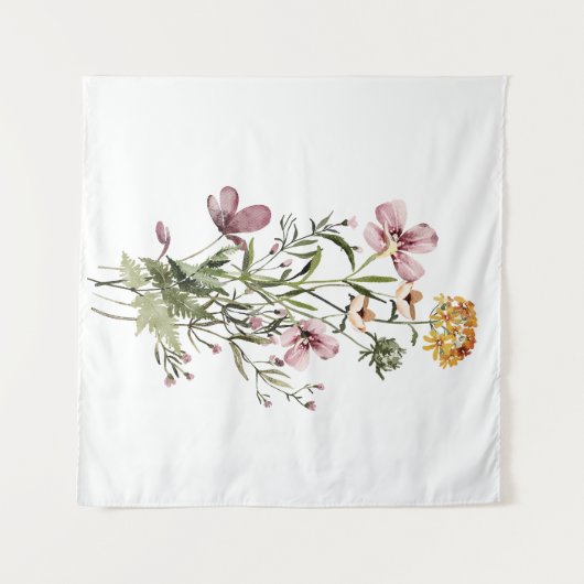 Waterverf Wildflower Boeket #1 Wandkleed (Voorkant (horizontaal))