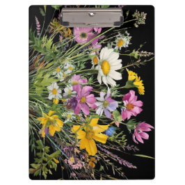 waterverf wildflower boeket op zwarte achtergrond klembord