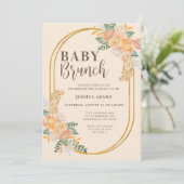 Waterverf Wildflower Boho Baby Brunch Kaart (Staand voorkant)