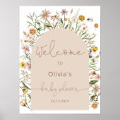 Waterverf Wildflower Boho Baby shower Poster (Voorkant)