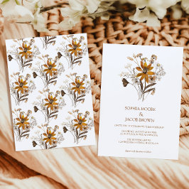 Waterverf Wildflower Boho Fall Wedding Kaart