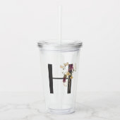 Waterverf Wildflower Bruidsmeisje Initiaal "H" Acryl Drinkbeker (Voorkant)