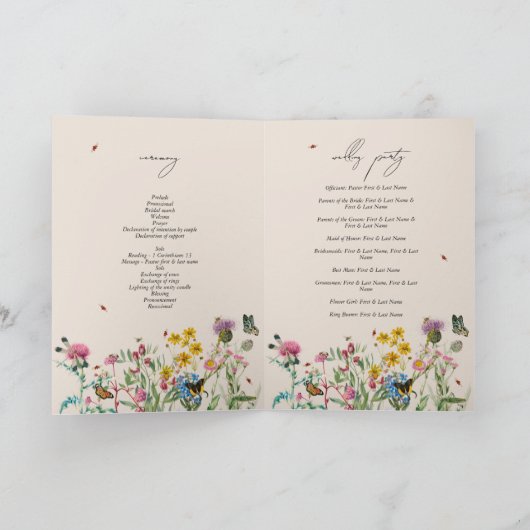 Waterverf Wildflower Bruiloft Orde van Service Programma (Binnen)