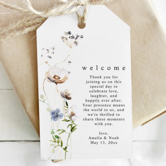Waterverf Wildflower Bruiloft Welkom Cadeau Label Cadeaulabel