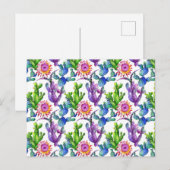 Waterverf Wildflower Cactus Patroon Briefkaart (Voorkant / Achterkant)