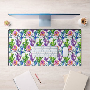 Waterverf Wildflower Cactus Patroon Bureaumat