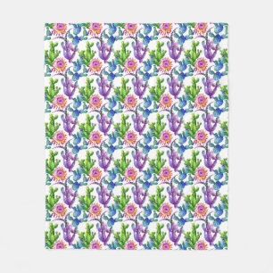 Waterverf Wildflower Cactus Patroon Fleece Deken