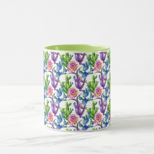 Waterverf Wildflower Cactus Patroon Mok (Midden)