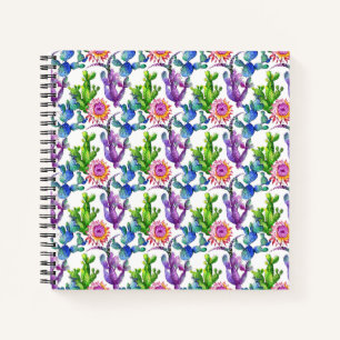 Waterverf Wildflower Cactus Patroon Notitieboek