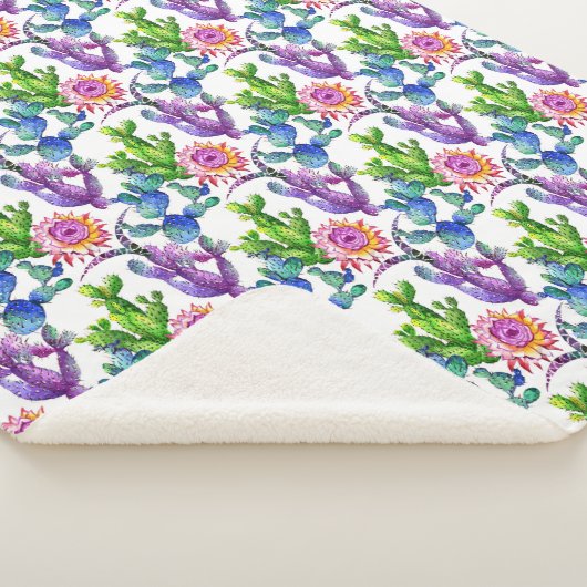 Waterverf Wildflower Cactus Patroon Sherpa Deken (3/4)