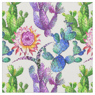 Waterverf Wildflower Cactus Patroon Stof