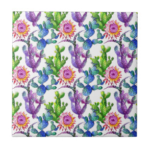 Waterverf Wildflower Cactus Patroon Tegeltje
