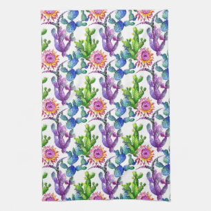 Waterverf Wildflower Cactus Patroon Theedoek