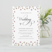 Waterverf Wildflower Classic Calligraphy Wedding Kaart (Staand voorkant)
