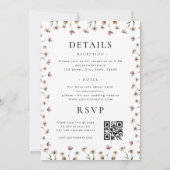 Waterverf Wildflower Classic Calligraphy Wedding Kaart (Achterkant)