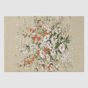  Waterverf Wildflower Daisy Bouquet Beige Tissuepapier