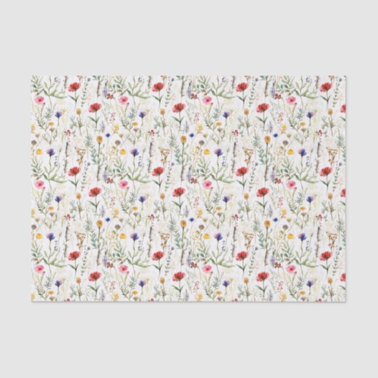 Waterverf Wildflower Design Tissue Paper Tissuepapier (Voorkant)