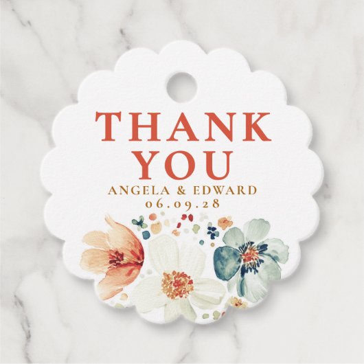 Waterverf Wildflower Elegant Boho Bedankt Bedankjes Labels (Voorkant)