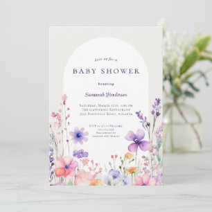 Waterverf Wildflower Floral Baby shower Kaart