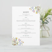 Waterverf Wildflower | Floral Wedding Menu Kaart (Staand voorkant)