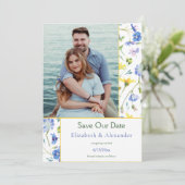 Waterverf Wildflower Foto De datum opslaan Aankondiging (Staand voorkant)