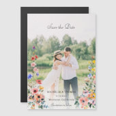 Waterverf Wildflower Foto De datum opslaan Magnetische Uitnodiging (Voorkant / Achterkant)